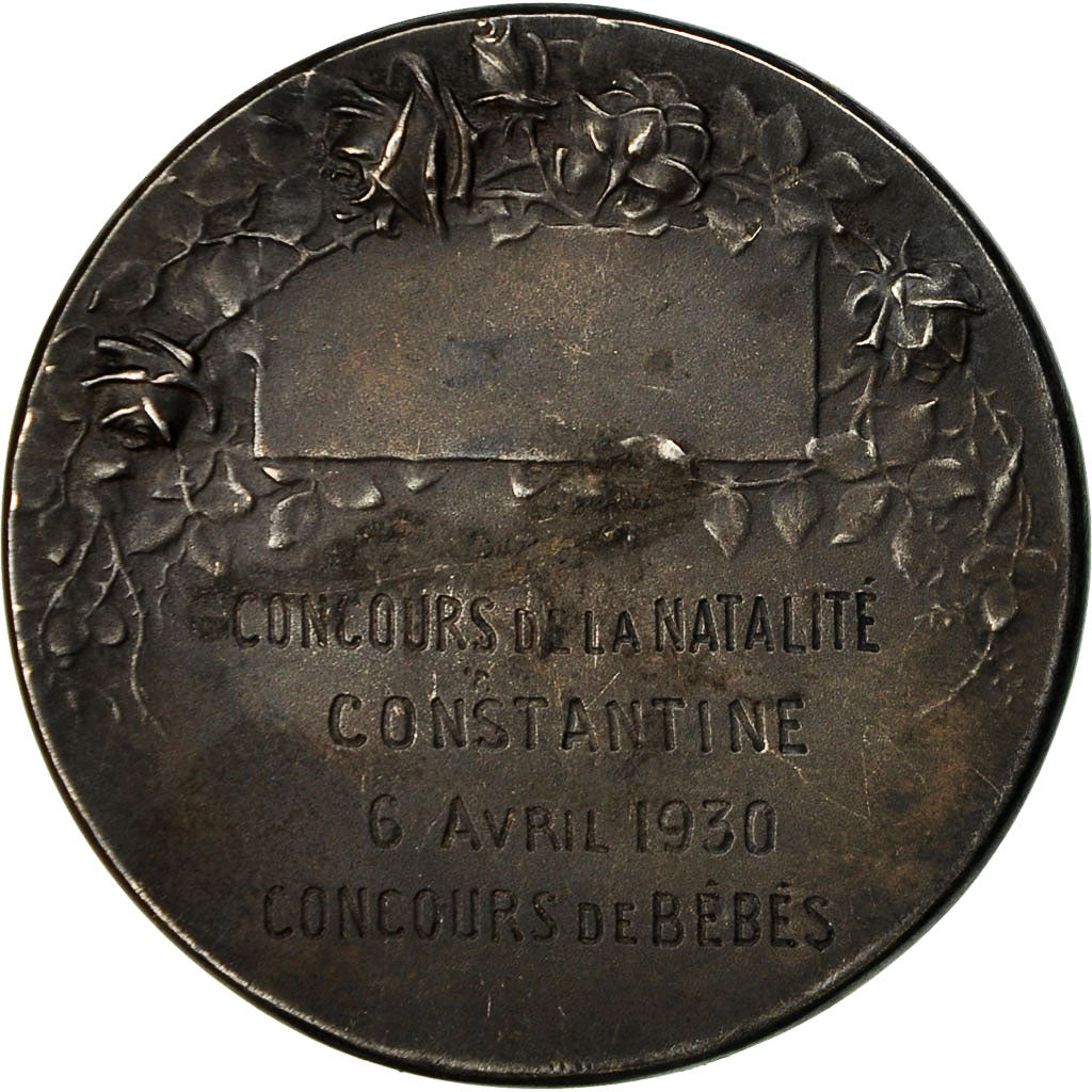 Algeria, Médaille, Concours de Bébés, Natalité, Constantine, 1930, TTB+