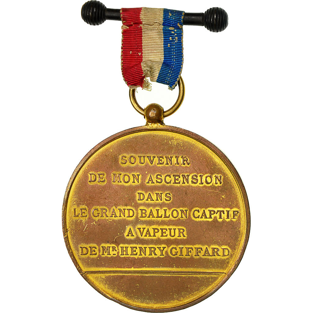 France, Medal, Ascension en Ballon Captif à Vapeur, Panorama de Paris, 1878