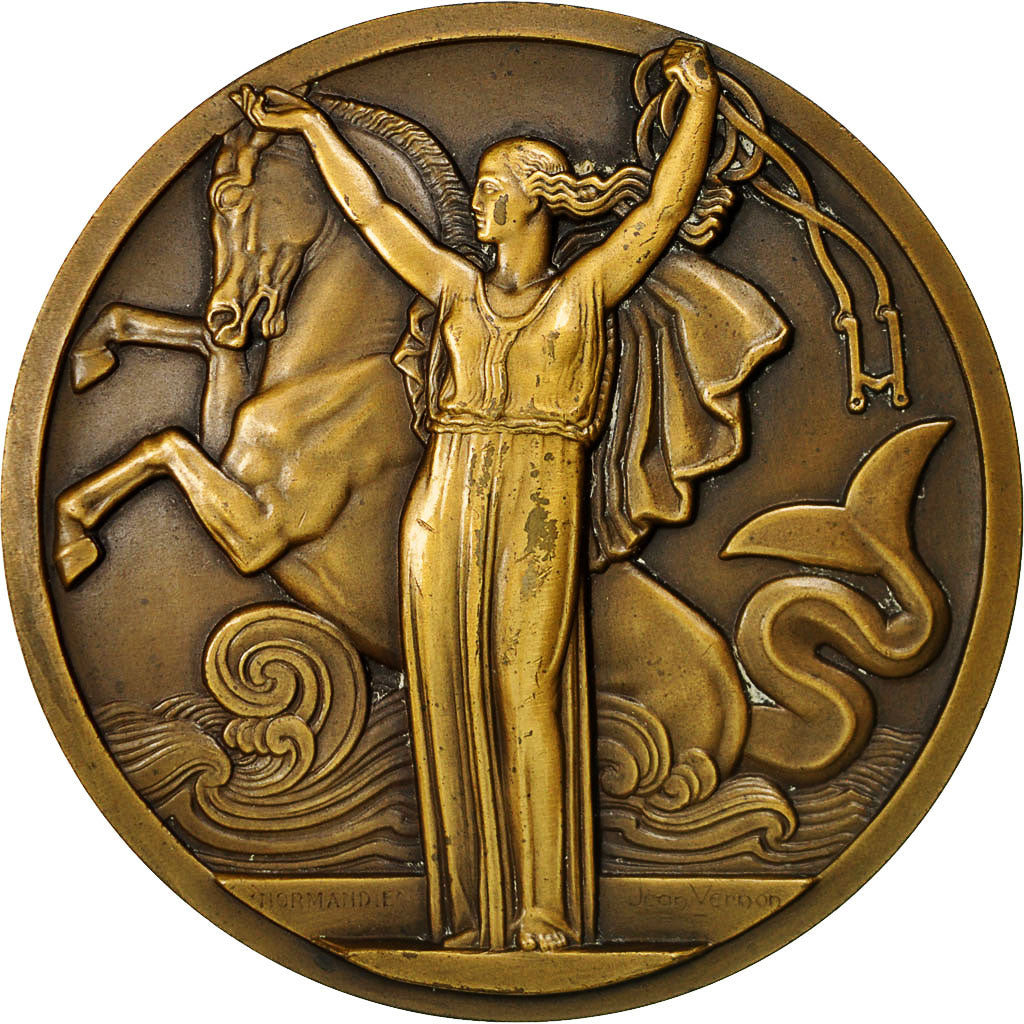 France, Medal, Compagnie Générale Transatlantique, Normandie, 1935, Vernon