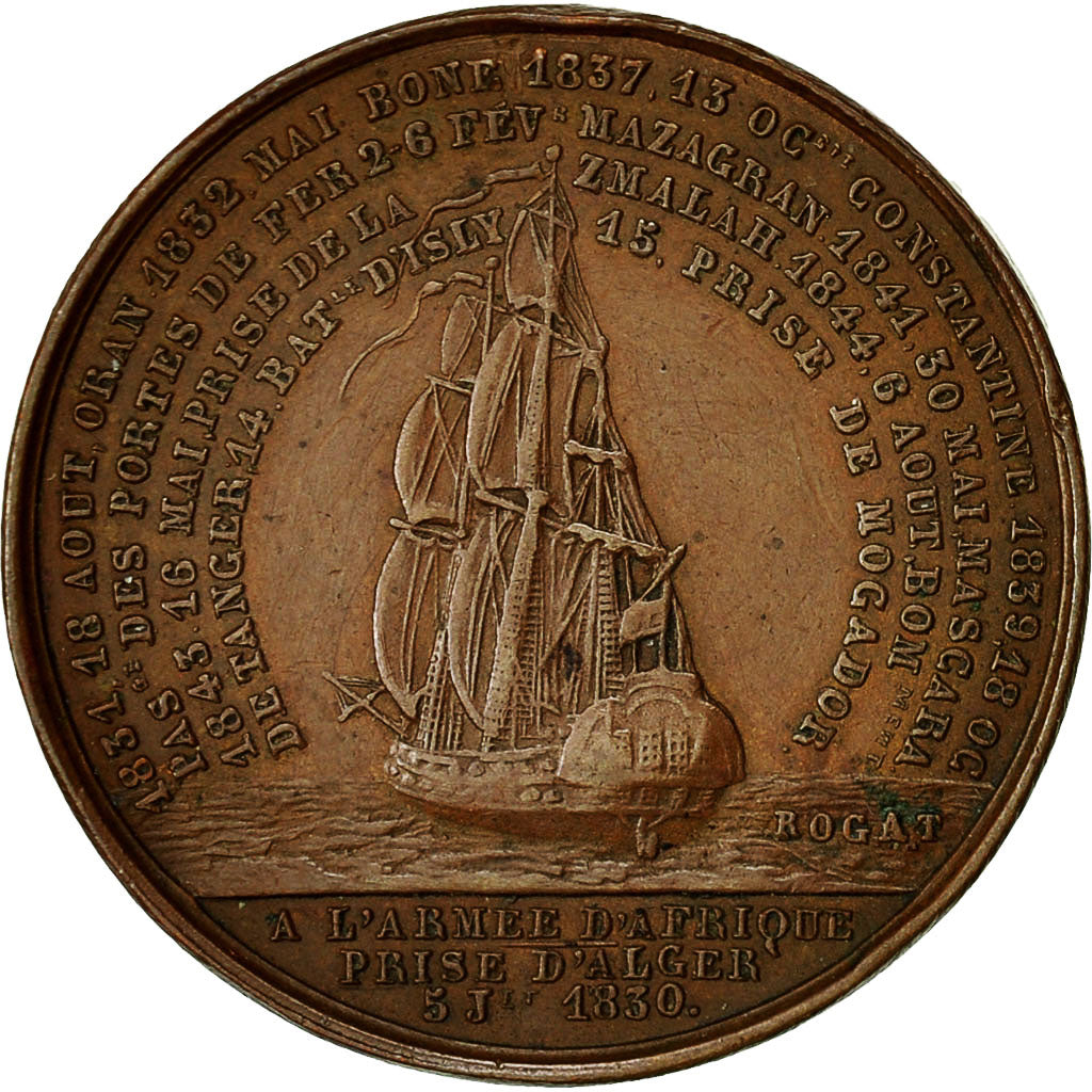 Algeria, Medal, A l'Armée d'Afrique, Prise d'Alger, 1844, Rogat, AU(50-53)