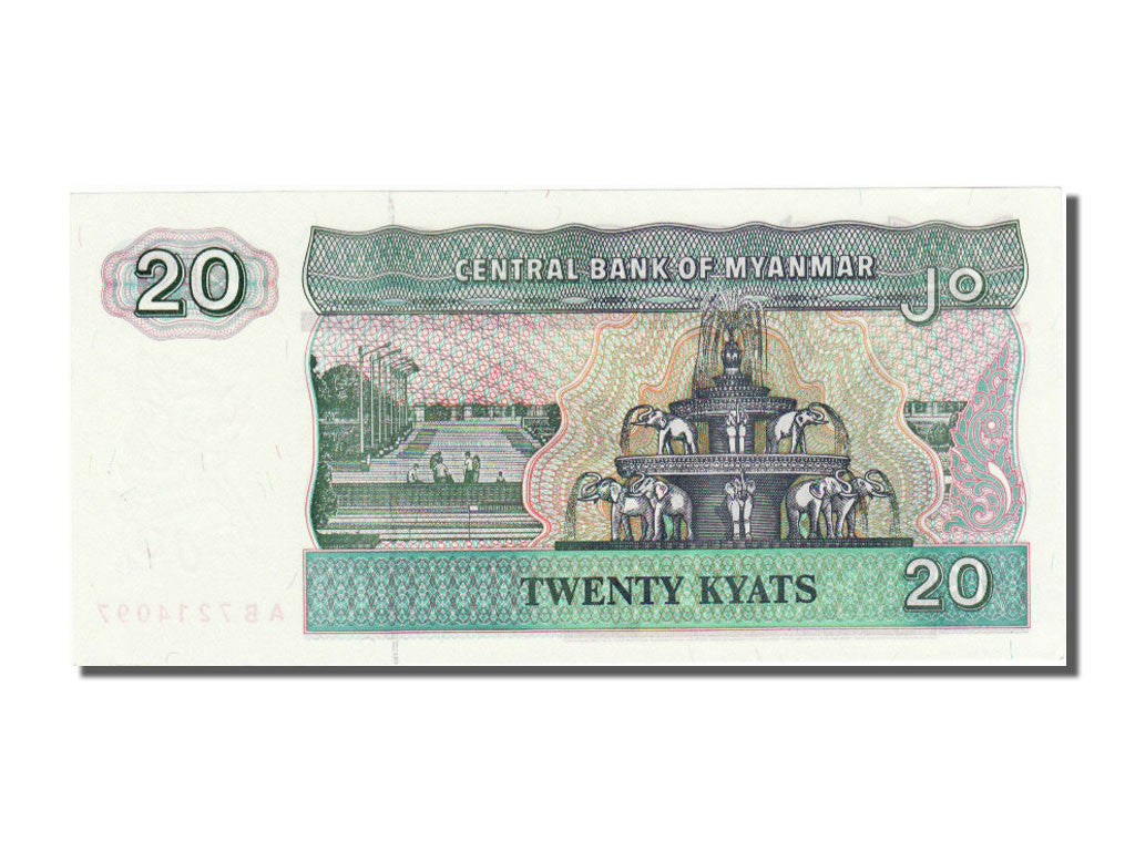 Myanmar, 20 Kyats, 1994, KM #72, UNC(65-70), AB 7214097