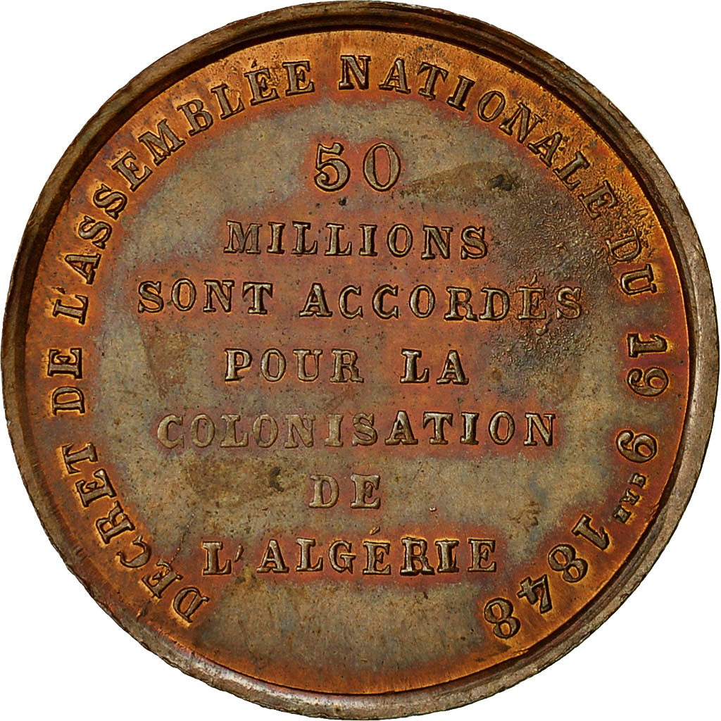 Algeria, Médaille, Premier Départ des Colons pour l'Algérie, 1848, SUP