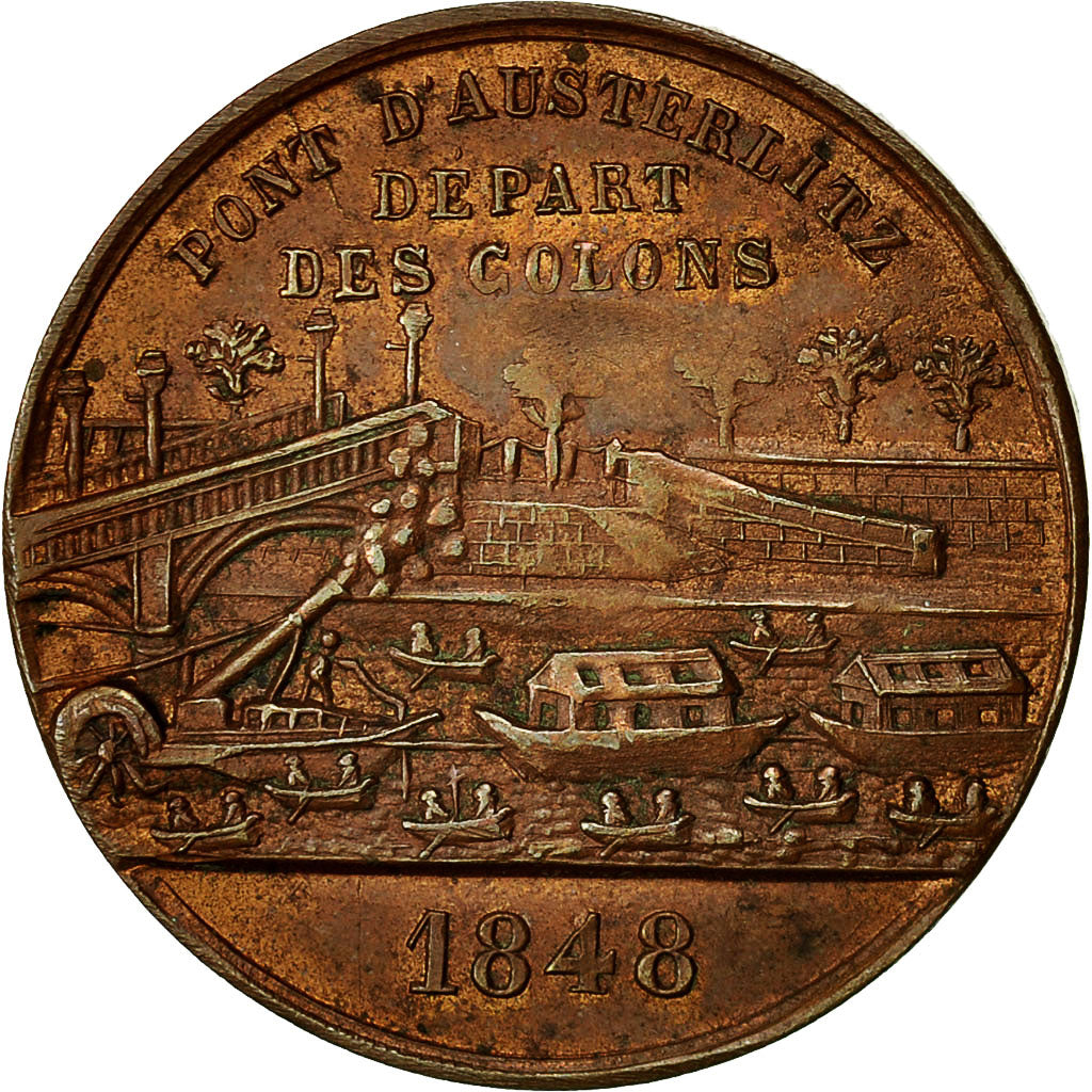 Algeria, Medal, Départ et Arrivée des Colons, 1848, AU(50-53), Copper