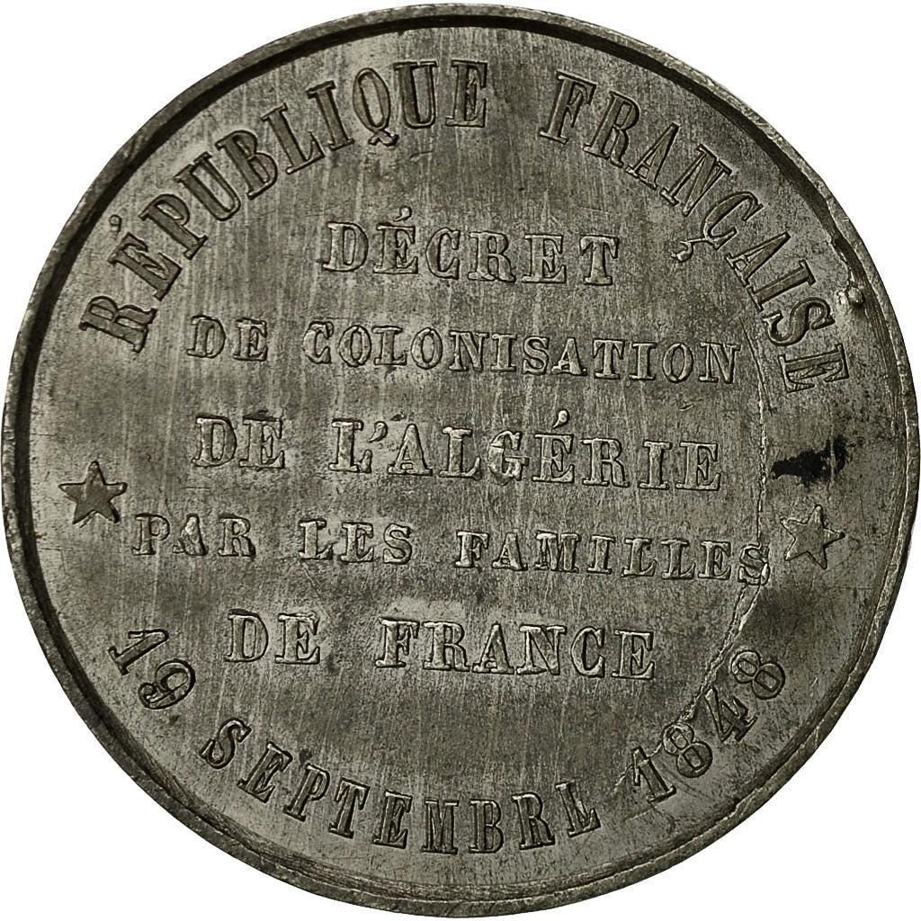 Algeria, Medal, Décret de Colonisation de l'Algérie par les Familles