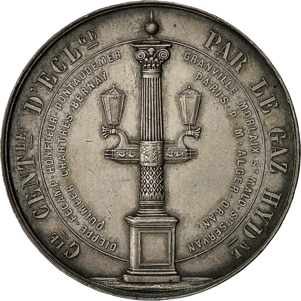 Algeria, Medal, Compagnie Centrale de l'Eclairage au Gaz Hydrogène, 1852