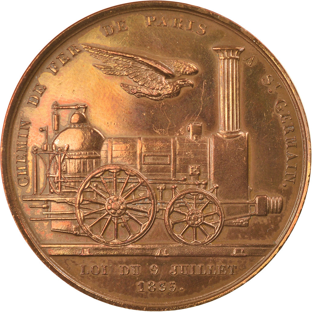 France, Medal, Chemin de Fer de Paris à Saint Germain, Railway, 1835, Barre