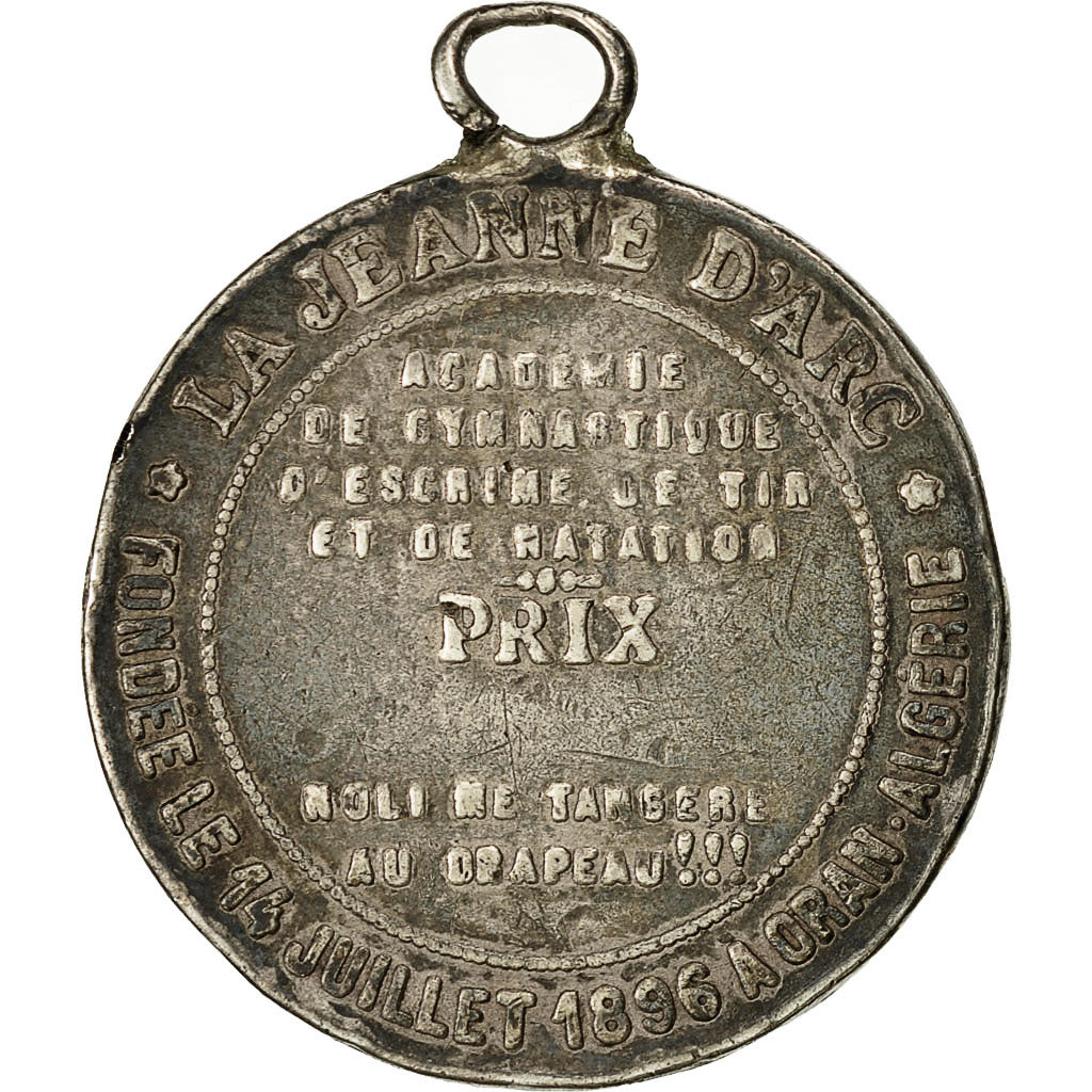 Algeria, medalla, La Jeanne d'Arc, Académie de Gymnastique à Oran, 1896, BC+