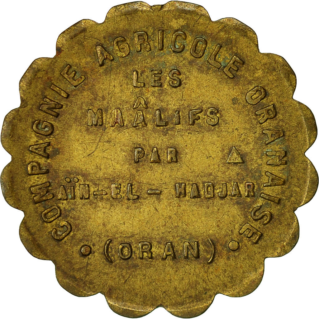 Algeria, Token, Compagnie Agricole les Maalifs, 1 Franc, AU(50-53), Brass