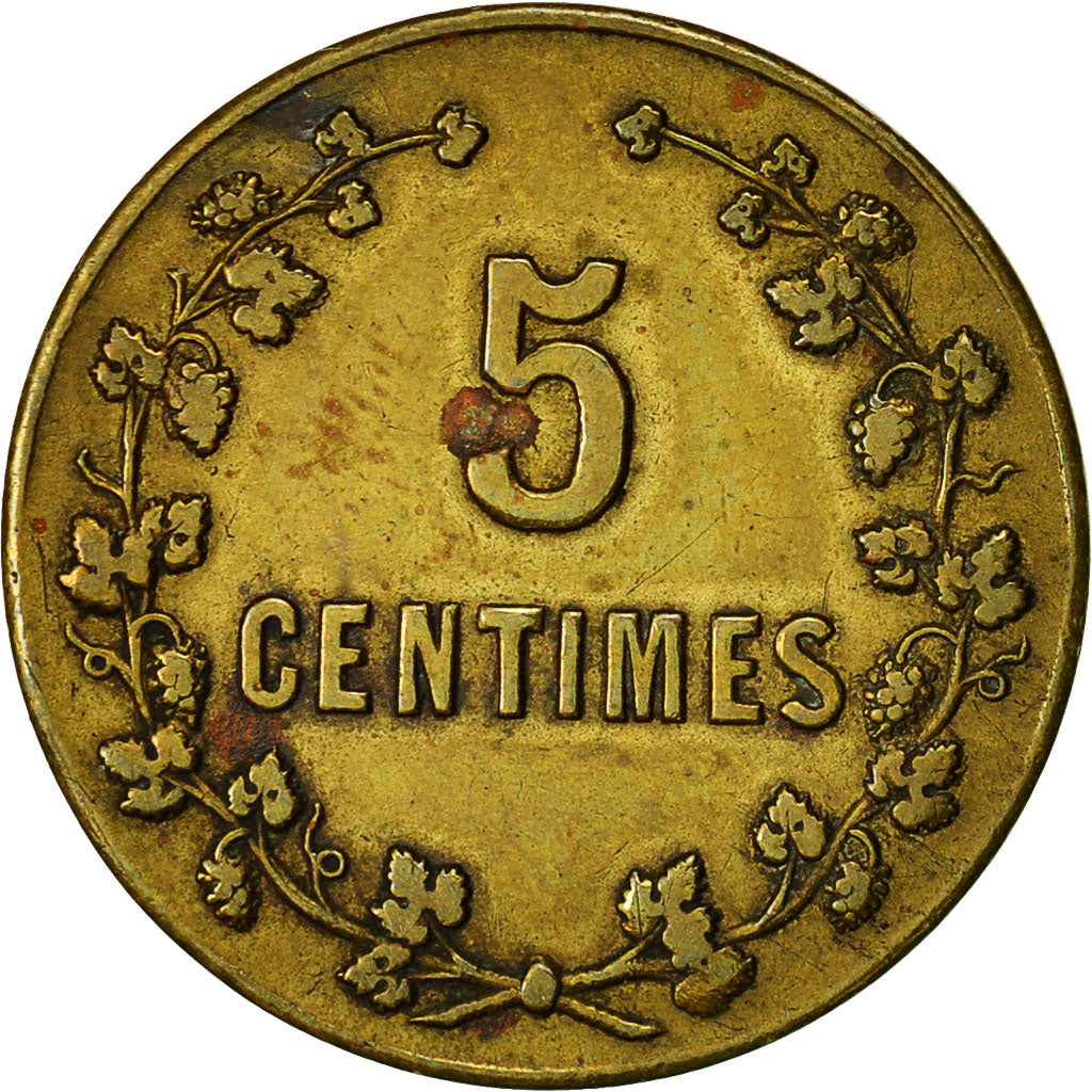 Algeria, Jeton, Vignoble du Chapeau de Gendarme, 5 Centimes, Nécessité, TTB+