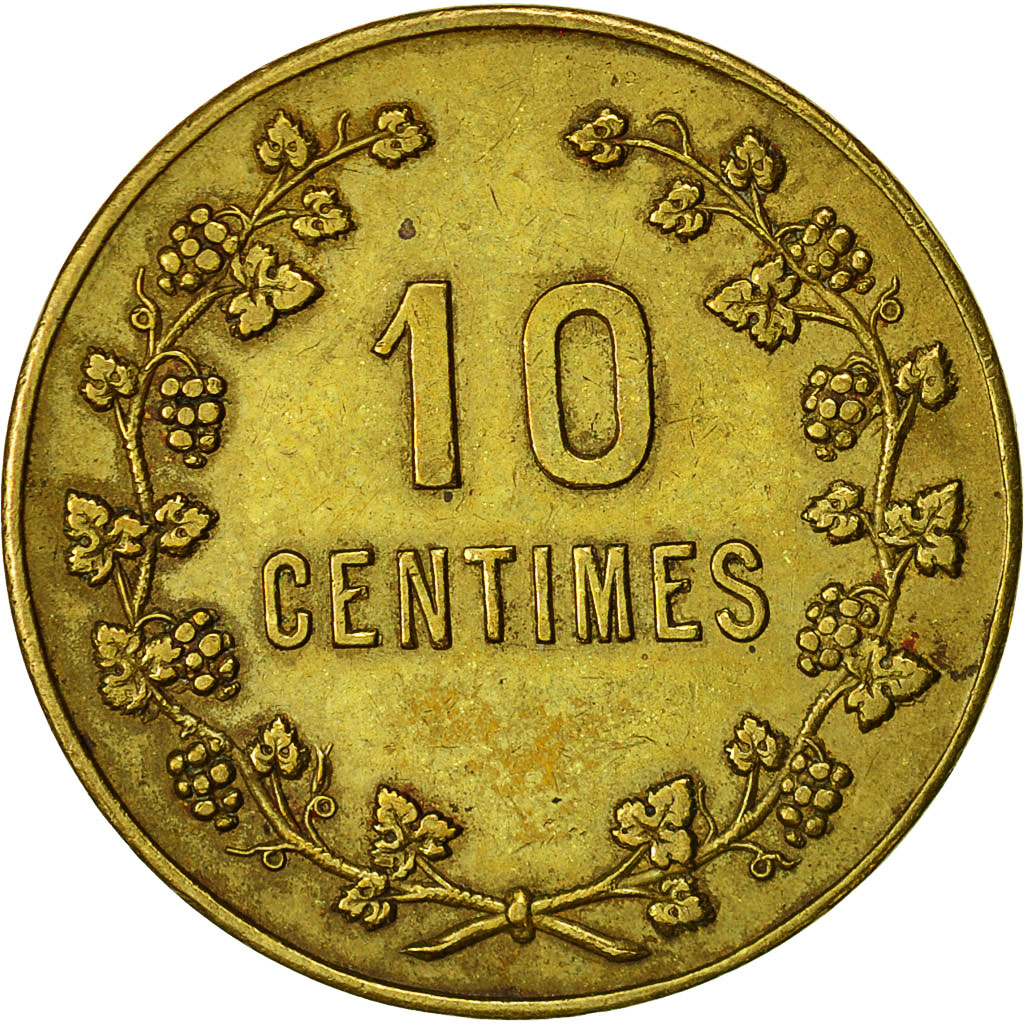 Algeria, Jeton, Vignoble du Chapeau de Gendarme, 10 Centimes, Nécessité, TTB+