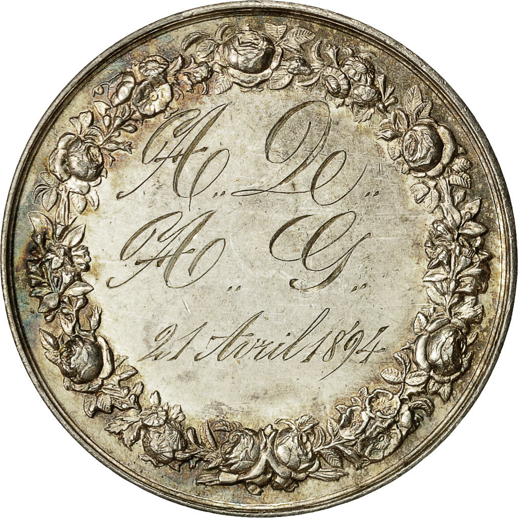 Francia, medalla, Mariage, Fidélité Bonheur, 1894, Petit, EBC, Plata