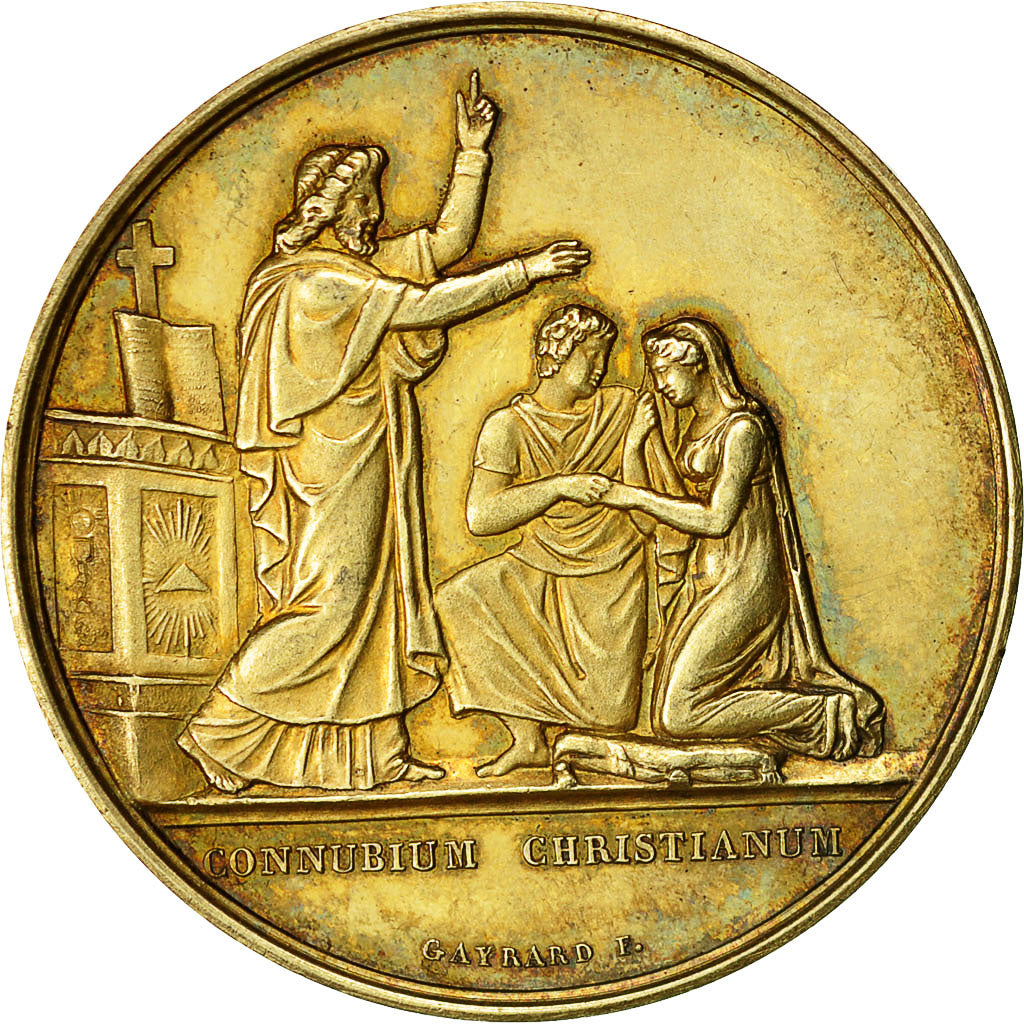 France, Medal, Noces, Mariage, Religion, Gayrard, MS(60-62), Vermeil