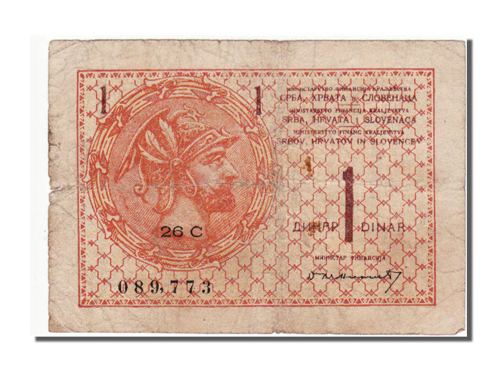 Iugoslavia, 4 Kronen on 1 Dinar, 1919, BB