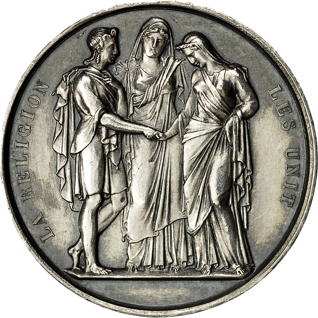 France, Medal, Mariage, La Religion les Unit, 1859, AU(55-58), Silver