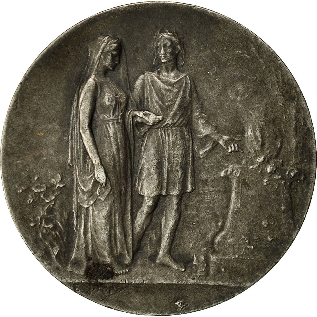 France, Medal, Mariage, Fidélité Bonheur, Dropsy, EF(40-45), Silver