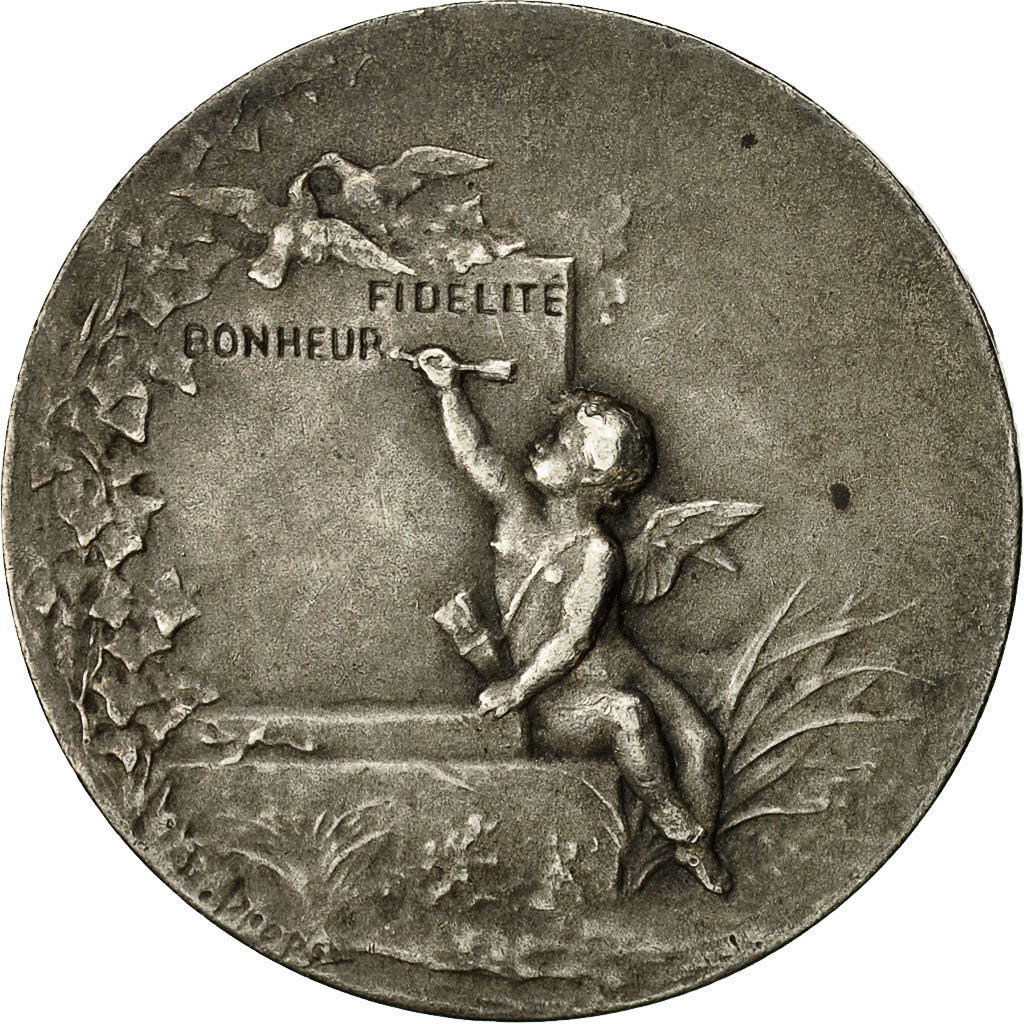 France, Medal, Mariage, Fidélité Bonheur, Dropsy, EF(40-45), Silver