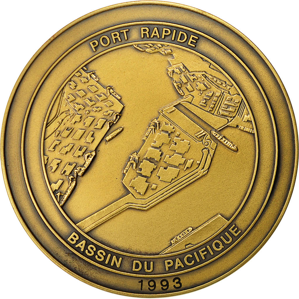 France, Medal, Port Autonome du Havre, Porte de l'Europe, 1993, Pichard, MS(64)