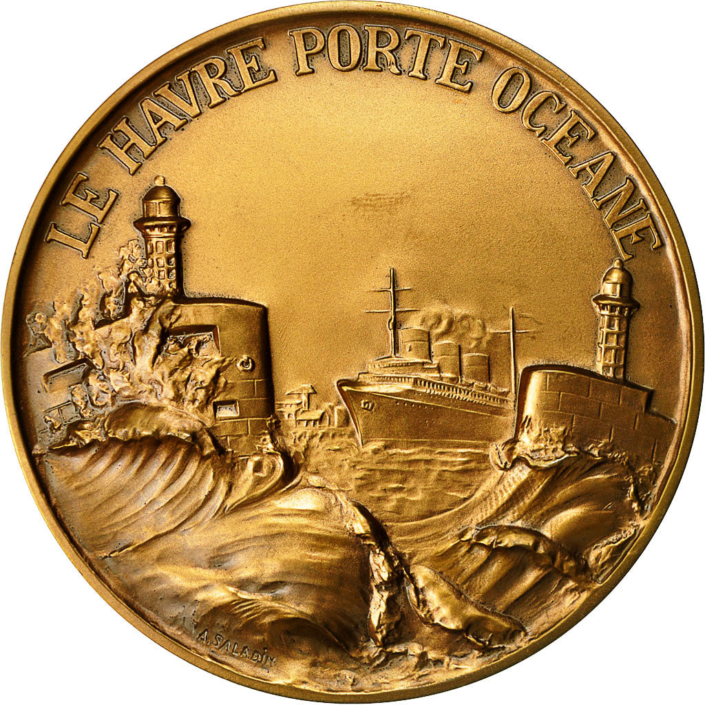 Francja, Medal, Le Havre, Porte Océane, 2001, Saladin, MS(64), Bronze