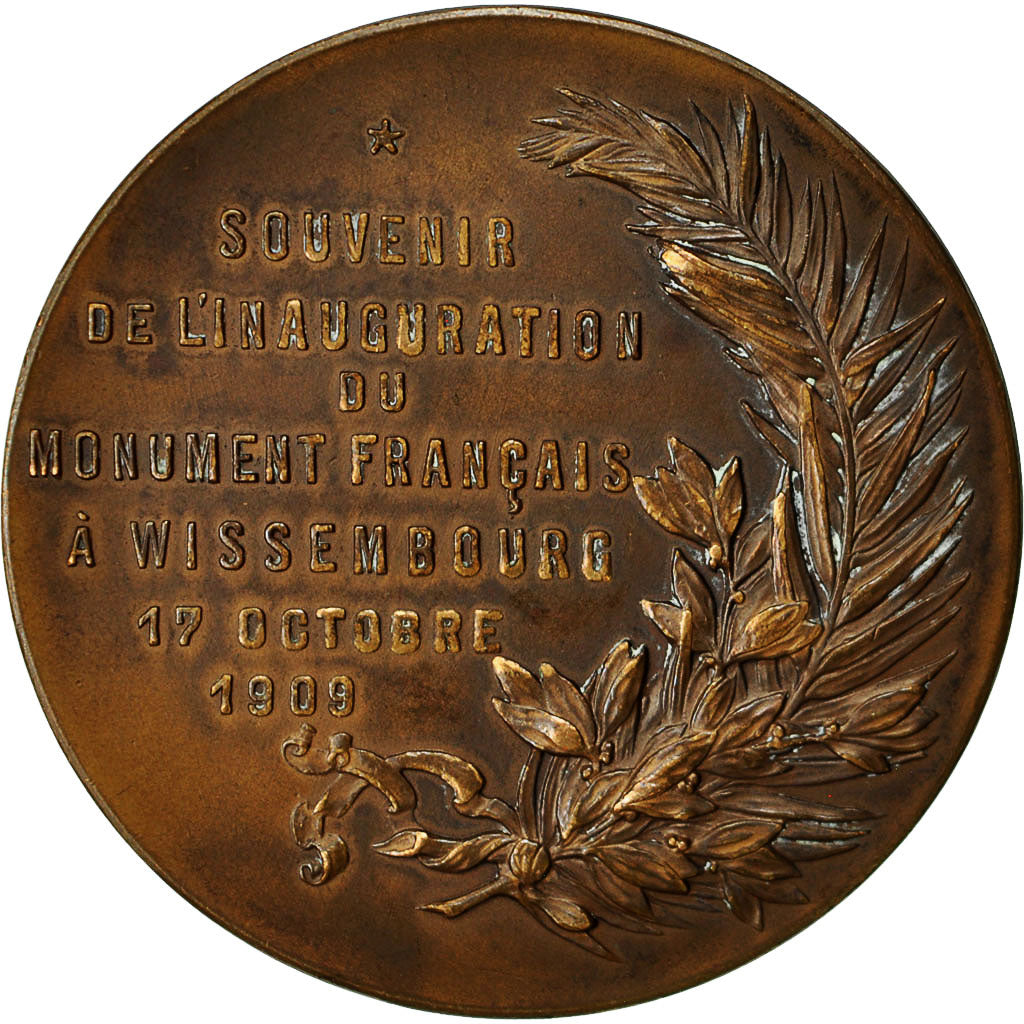 France, Médaille, Inauguration du monument Français à Wissembourg, 1909, TTB