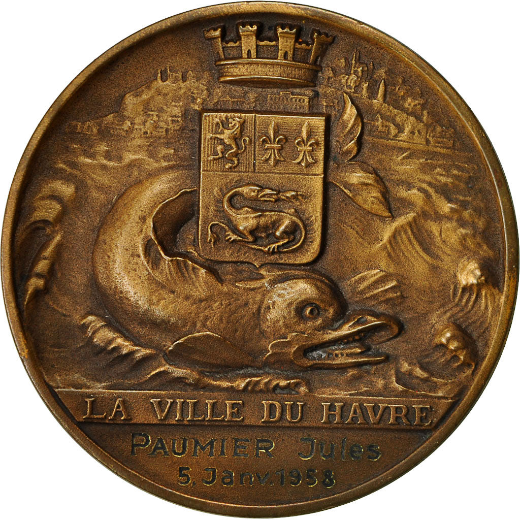 Francia, medaglia, Le Havre, Porte Océane, 1958, Saladin, SPL-, Bronzo