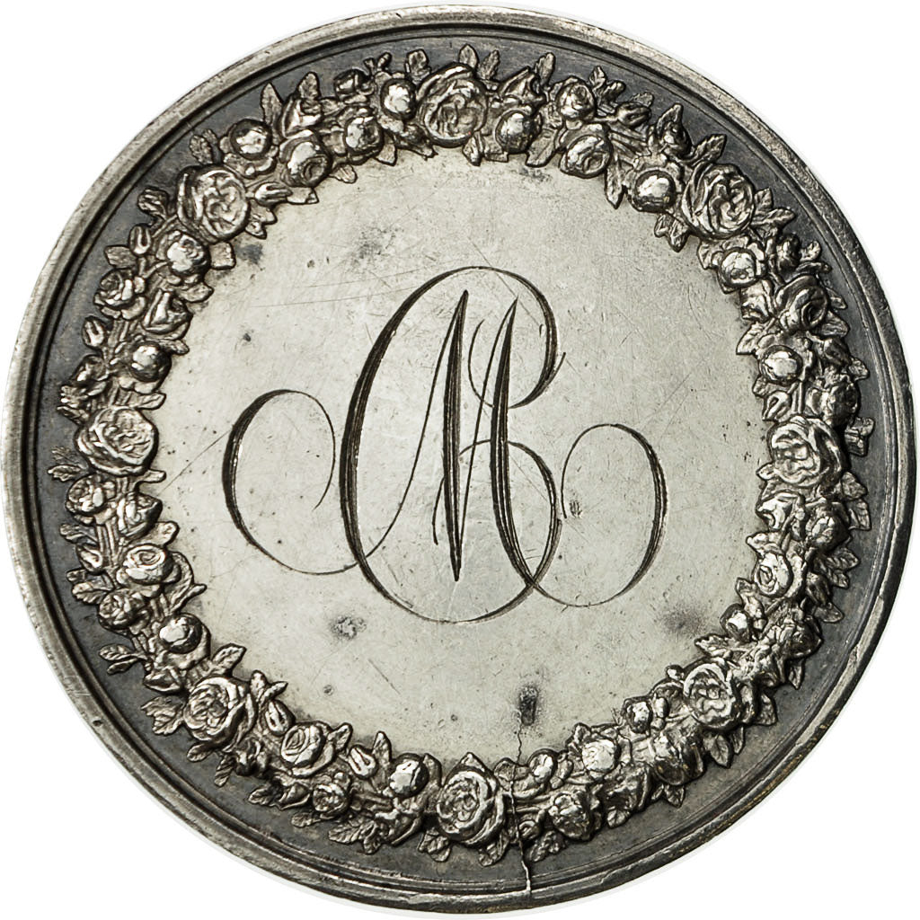 France, Medal, Mariage, Fidélité Bonheur, 1837, Petit, EF(40-45), Silver