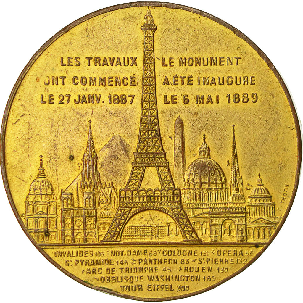 Francia, medaglia, Souvenir de mon Ascension à la Tour Eiffel, 1889, MB+, Rame