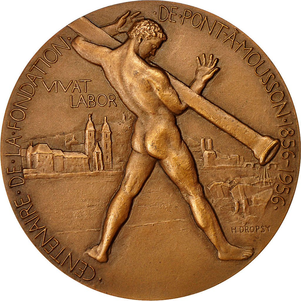 France, Médaille, Centenaire de la Fondation de Pont-à-Mousson, 1923, Dropsy