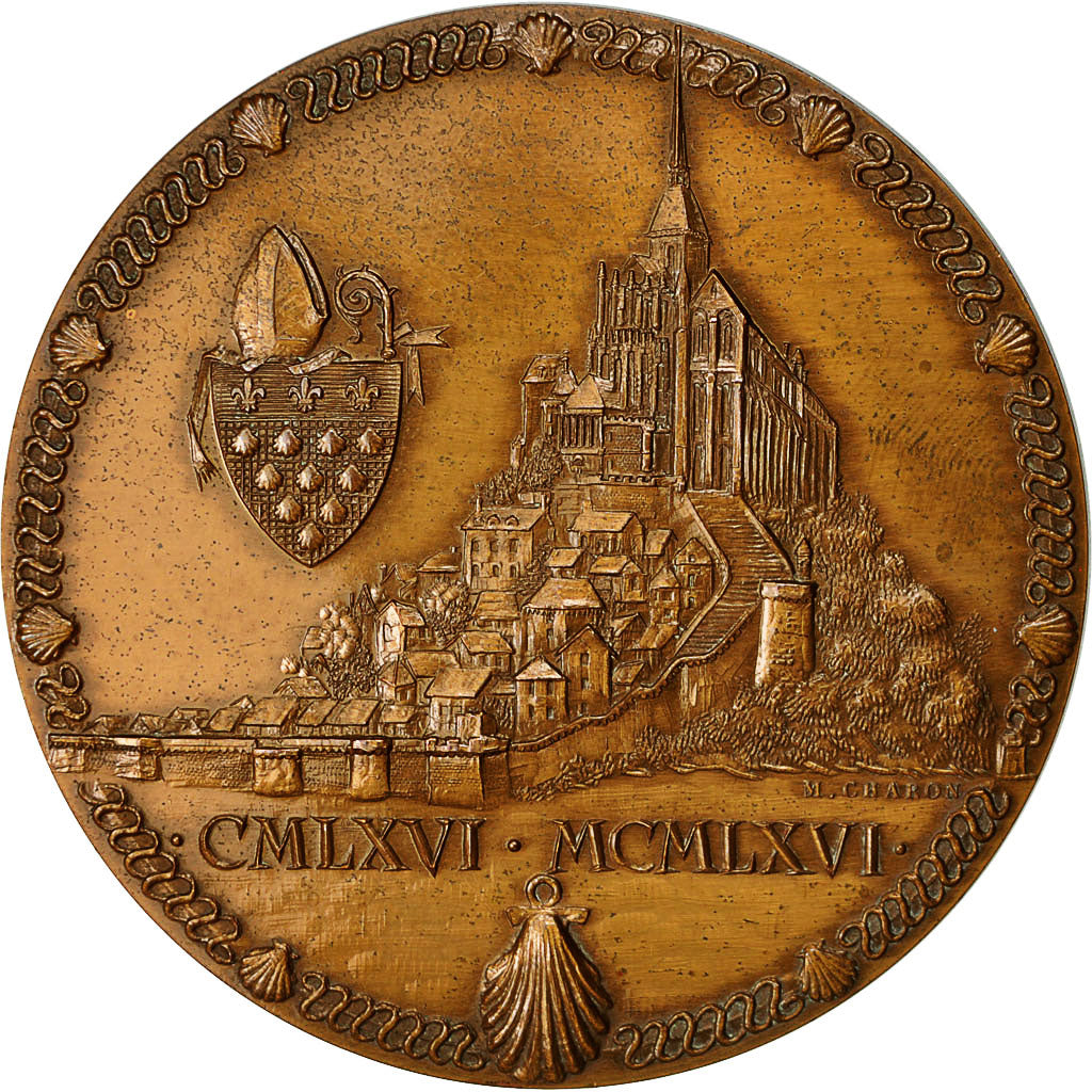 Francia, medaglia, Mont Saint Michel, Millénaire Monastique, 1964, Charon, SPL