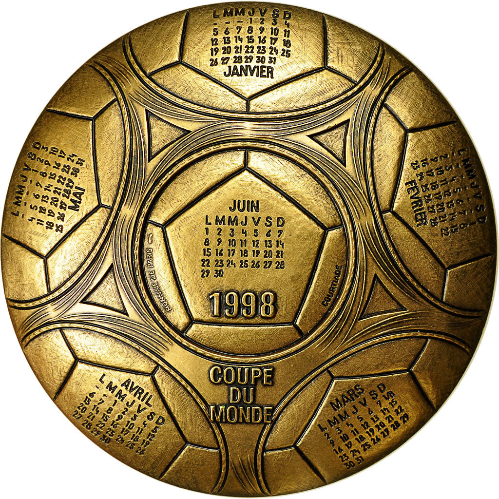 France, Médaille, Calendrier Coupe du Monde, 1998, MDP, SPL+, Bronze