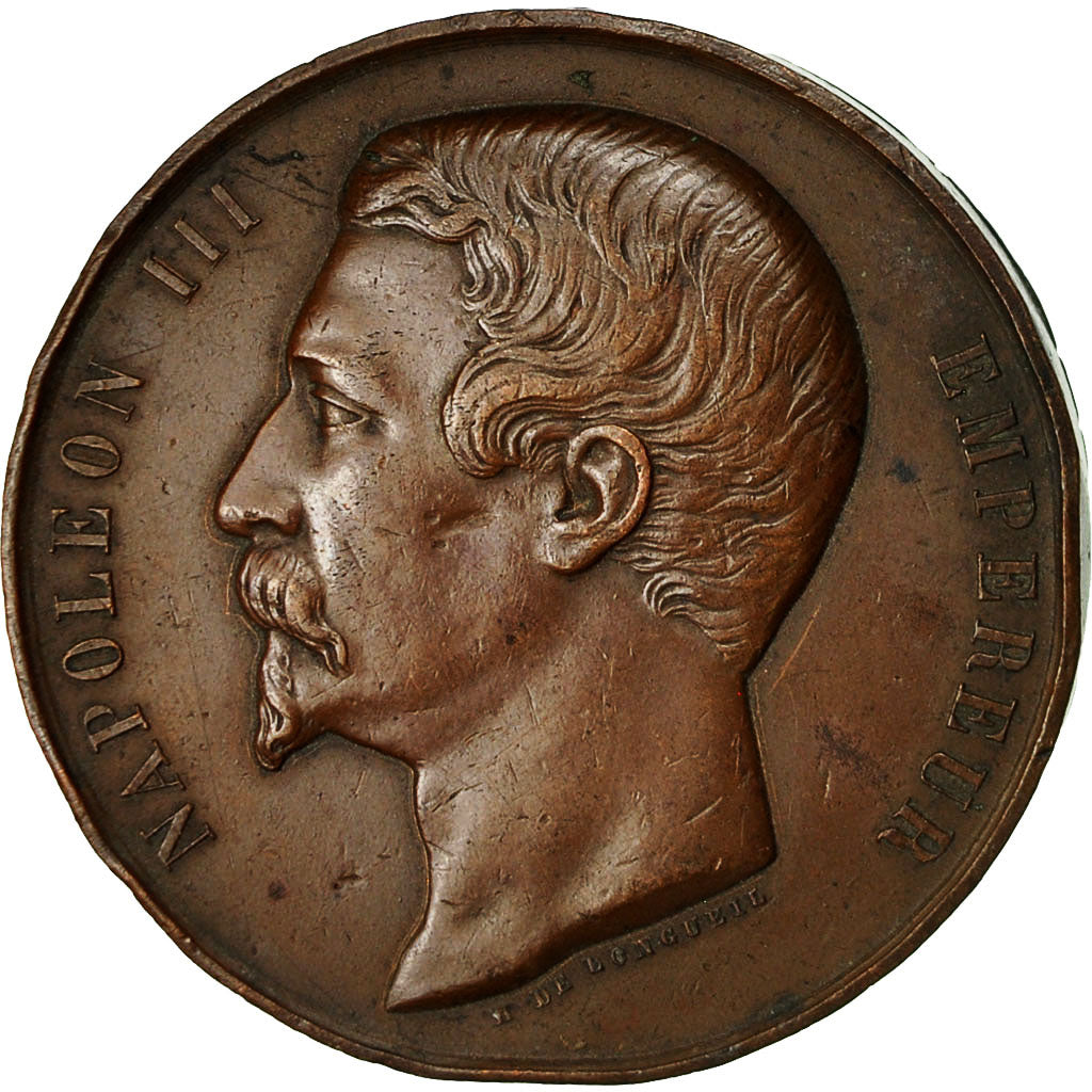 Francia, medaglia, Uniface, Napoléon III, Empereur, De Longueil, MB+, Rame
