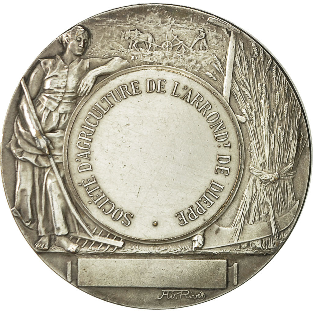 France, Medal, Société d'Agriculture de Dieppe, Rivet, AU(55-58), Silvered