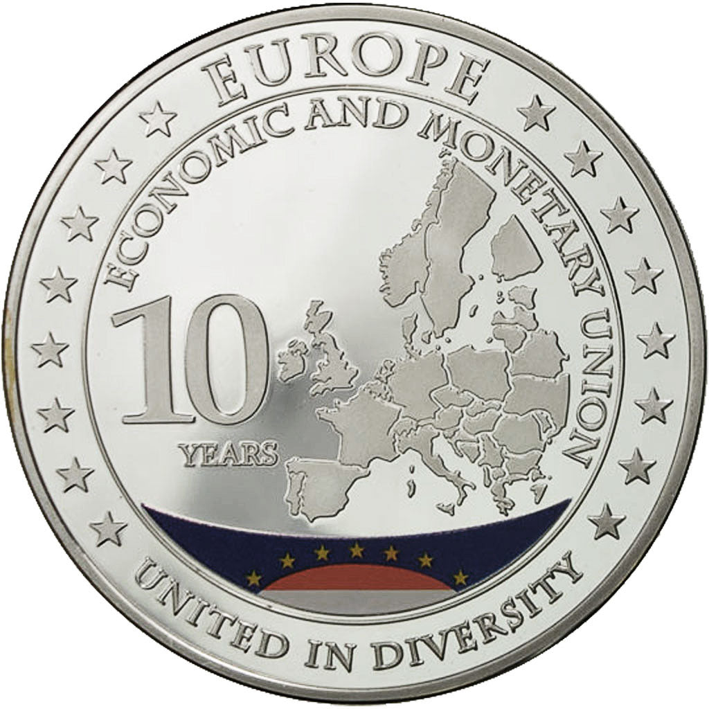 France, Medal, 10 Ans de l'Europe, Monaco, MS(64), Copper Plated Silver
