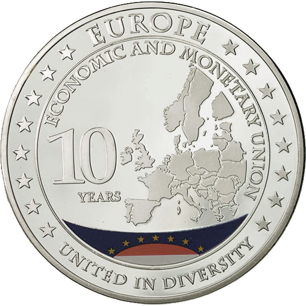 France, Medal, 10 Ans de l'Europe, Monaco, MS(64), Copper Plated Silver
