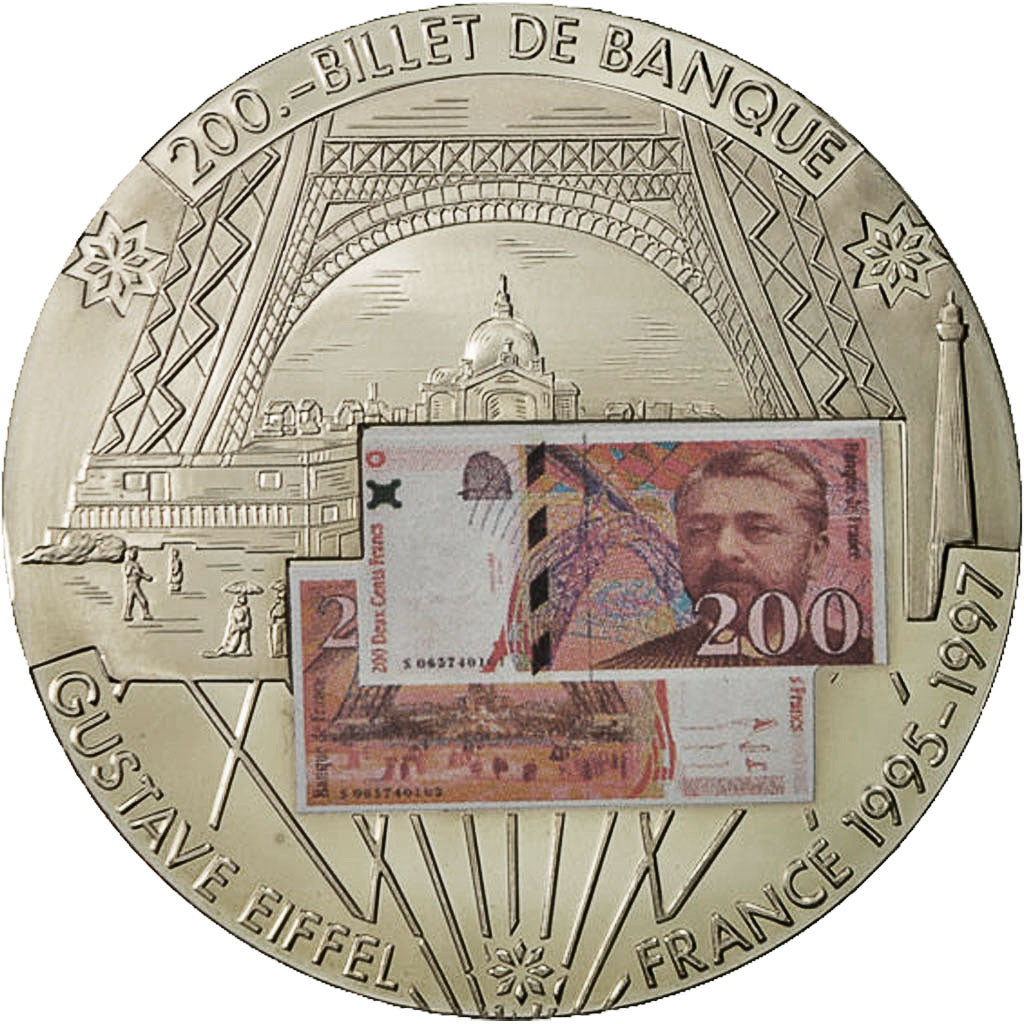 France, Medal, En Mémoire d'une Monnaie,  200 Francs Gustave Eiffel, MS(64)