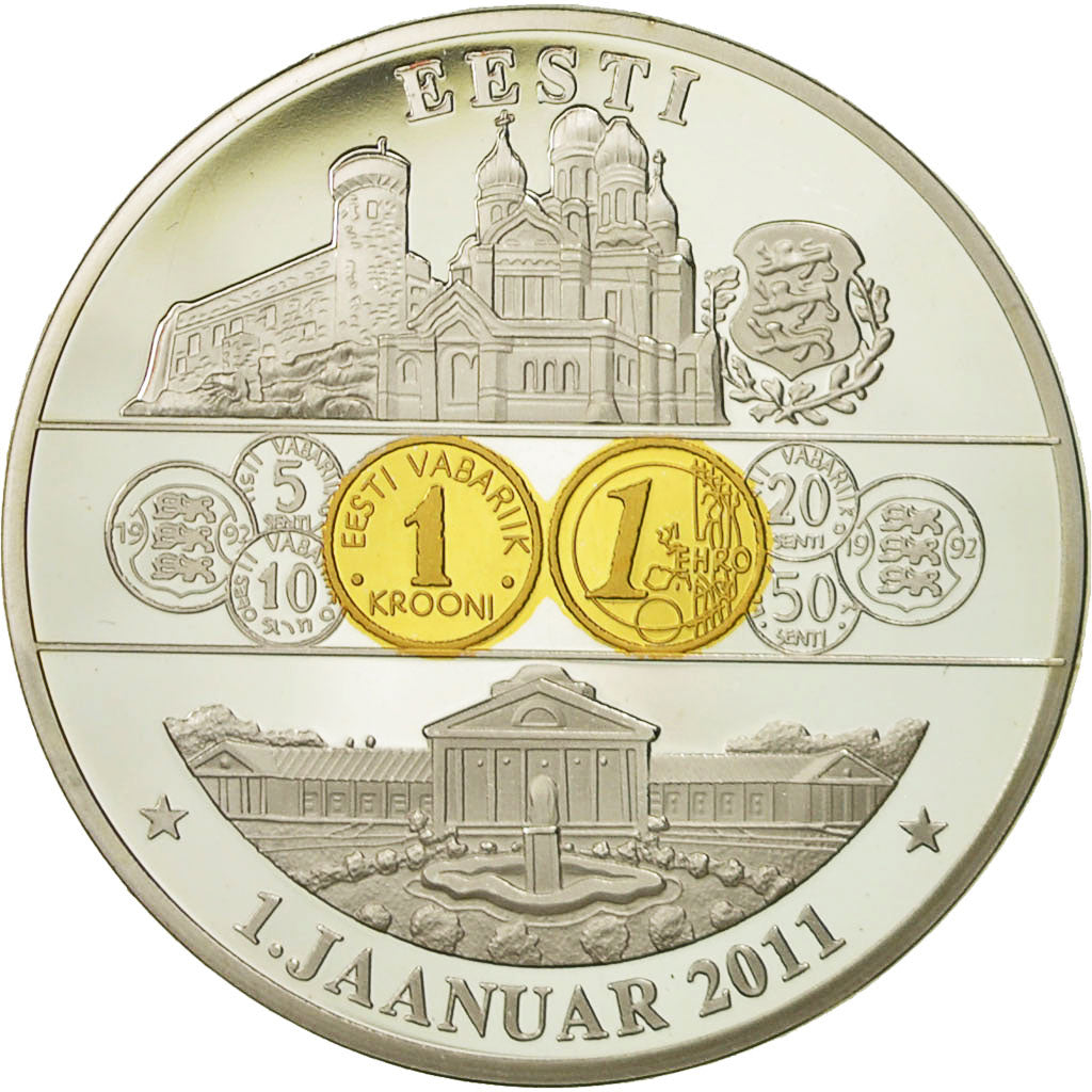 France, Médaille, L'Estonie dans l'Europe, SPL+, Cuivre plaqué Argent
