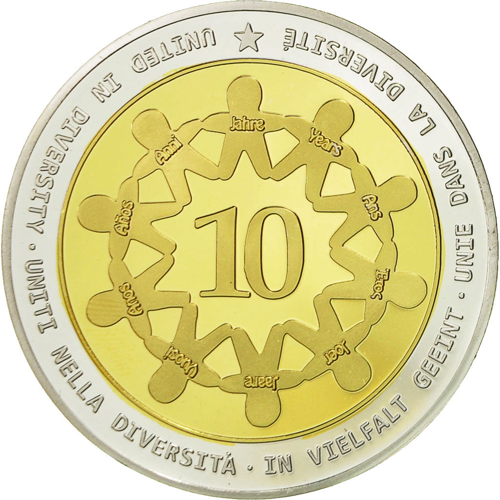 Francja, Medal, Europe, Les 10 Ans de l'Union Monétaire, 2012, MS(64), Miedź