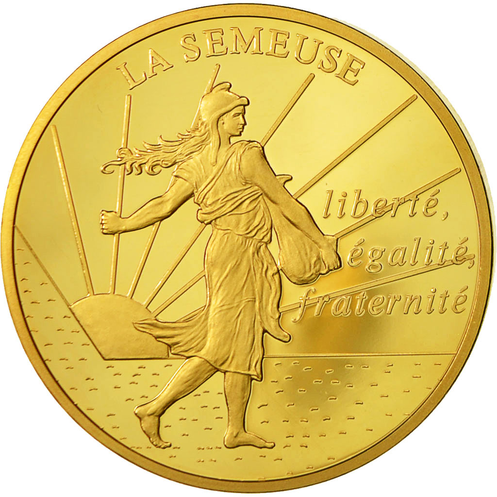 France, Medal, La Semeuse, République Française, MS(64), Copper Gilt