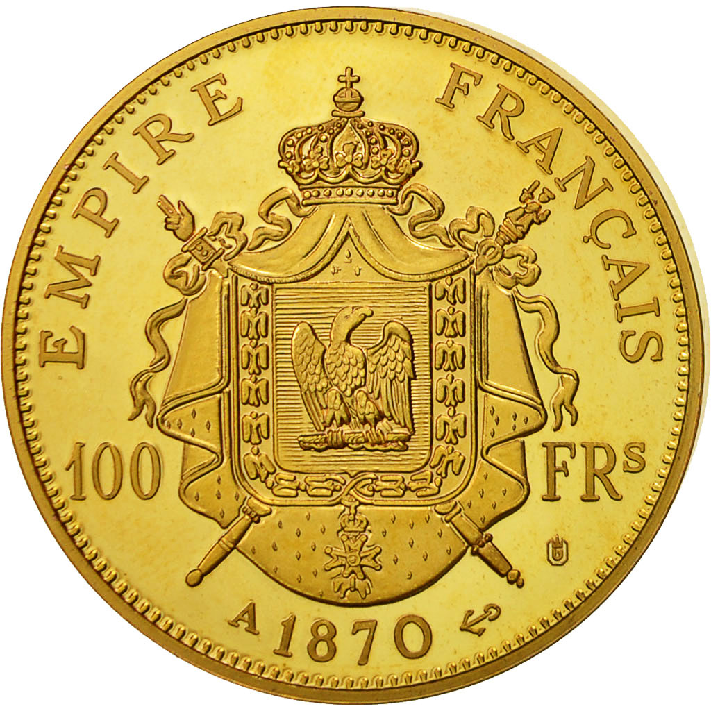 France, Medal, Reproduction de la 100 Francs Napoléon III 1870, MS(64), Copper