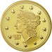 France, Médaille, Reproduction du Dollar US 1849 C, SPL+, Copper Gilt