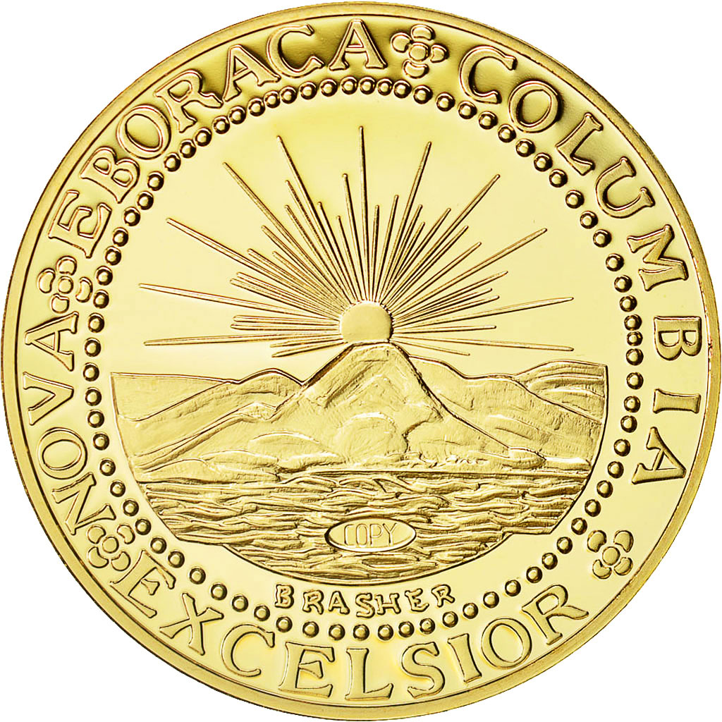France, Medal, Reproduction Brasher Doubloon 1787, MS(64), Copper Gilt