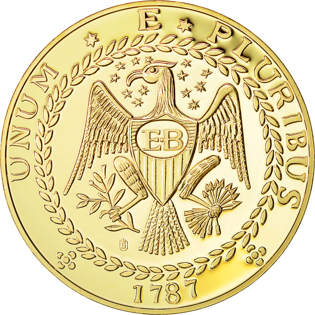 France, Medal, Reproduction Brasher Doubloon 1787, MS(64), Copper Gilt