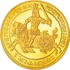 France, Médaille, Reproduction du Franc à Cheval, SPL+, Copper Gilt