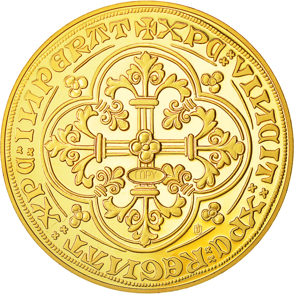 France, Medal, Reproduction du Franc à Cheval, MS(64), Copper Gilt