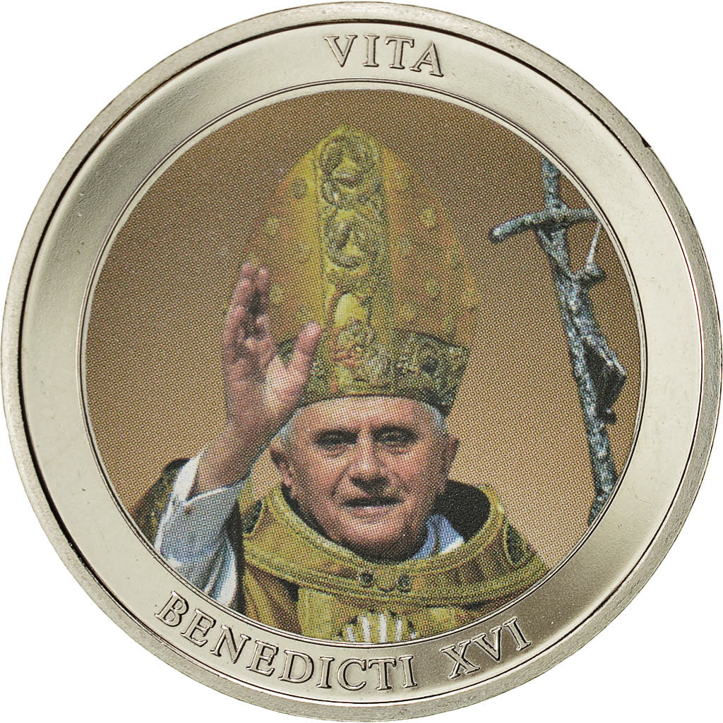 Vaticano, medalla, Le Pape Benoit XVI, SC+, Copper Plated Silver