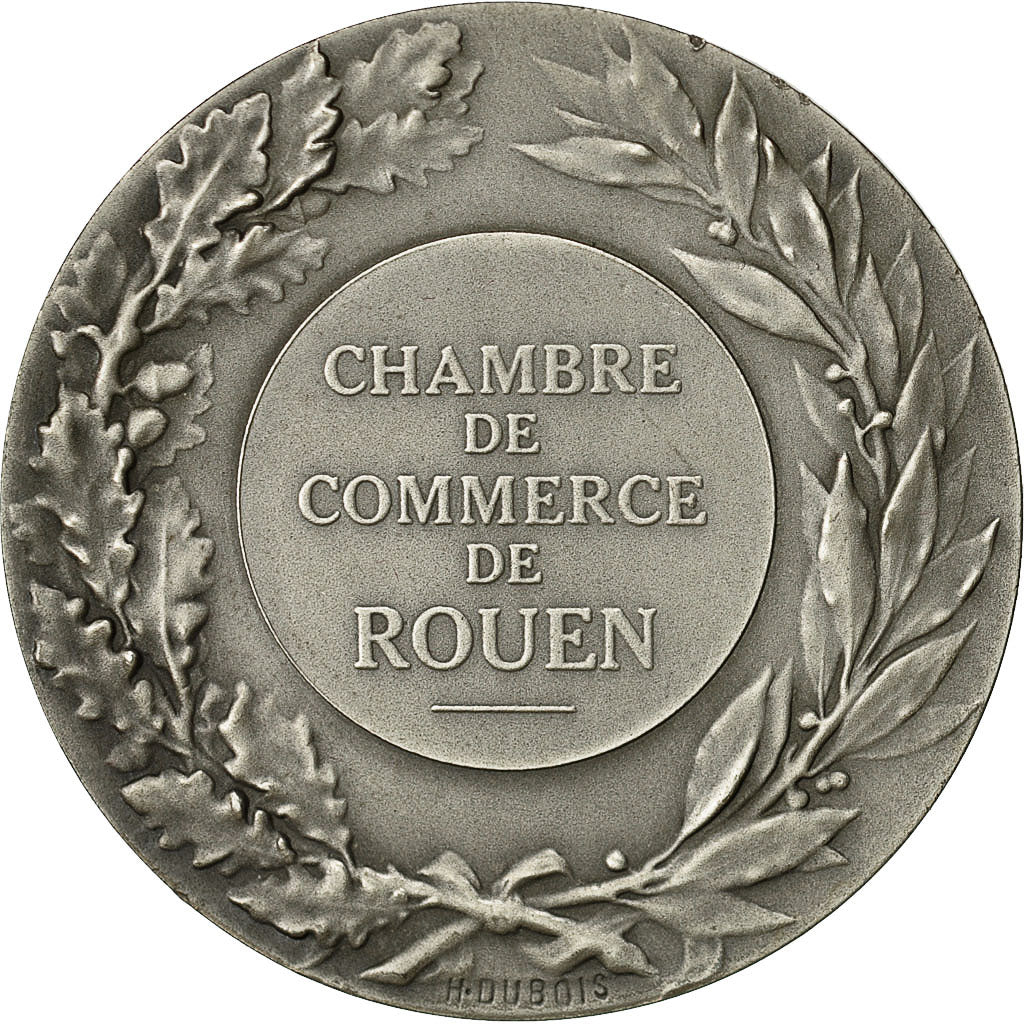 France, Medal, Chambre de Commerce de Rouen, Dupuis.D, MS(63), Silvered bronze