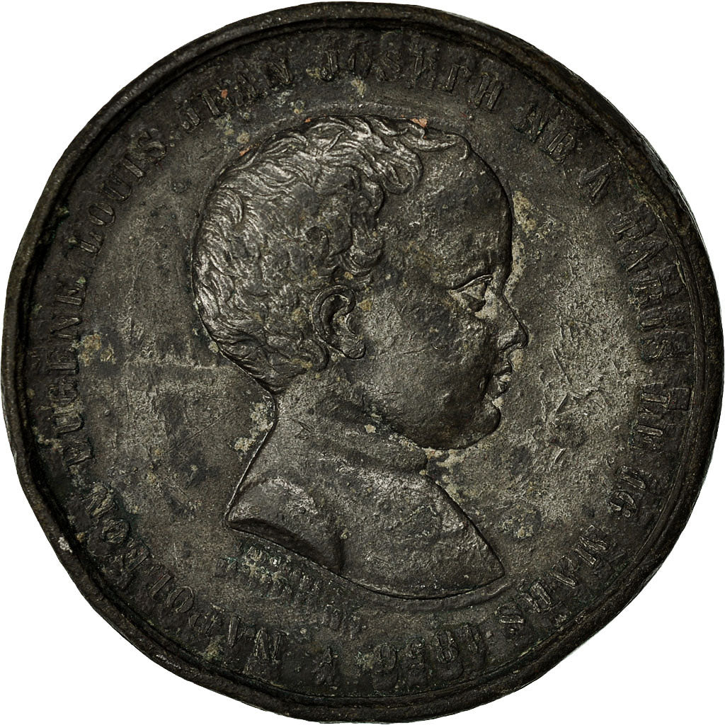 France, Medal, Baptème de Napoléon Eugène Louis, 1856, Labouche, VF(20-25)