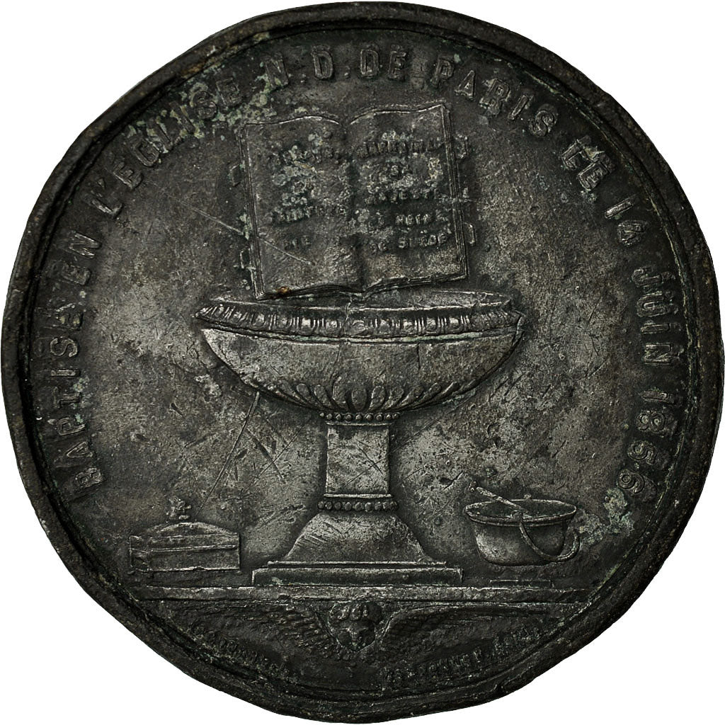 France, Medal, Baptème de Napoléon Eugène Louis, 1856, Labouche, VF(20-25)
