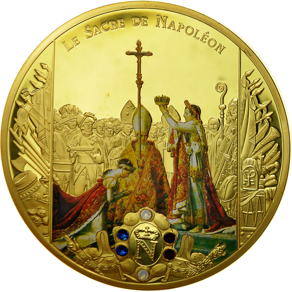 France, Medal, Le sacre de Napoléon Ier par Pie VII, MS(65-70), Copper Gilt