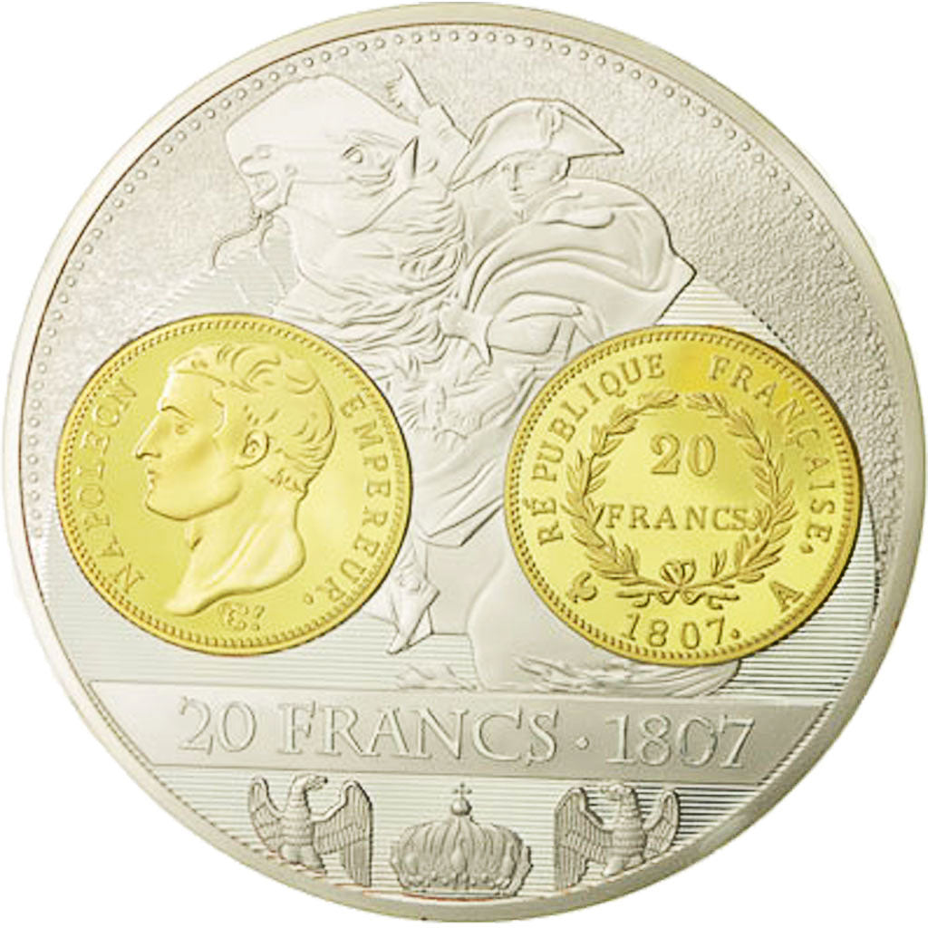 Francia, medaglia, Histoire de la monnaie Française, 20 Francs 1807, FDC