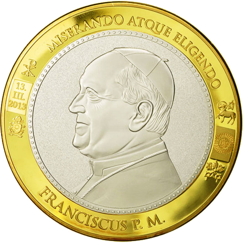 Vaticano, medaglia, Le Pape François, 2013, FDC, Copper Plated Silver